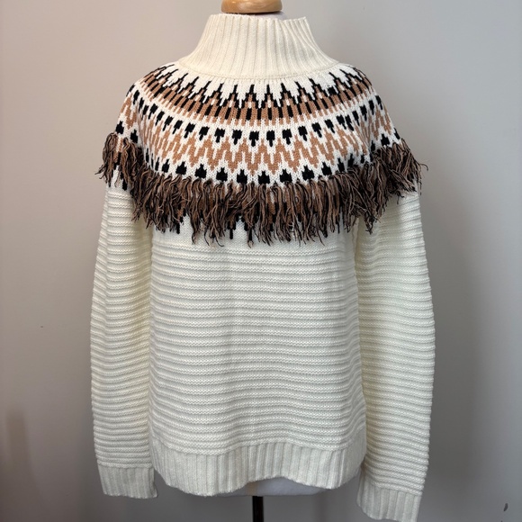 MINKPINK Fair Isle Fringe Sweater Size M - Picture 2 of 12